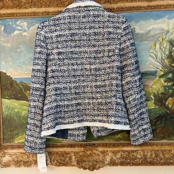 Helene Berman London Navy White Tweed Double Breasted Boucle Blazer Jacket M NWT - Picture 12 of 14